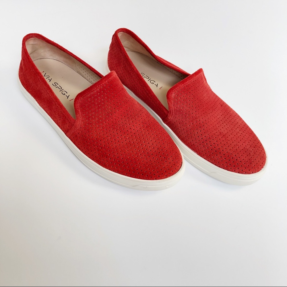 Via Spiga Galea Red Suede Slip-On Sneakers